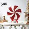 Event Stage Decoration Macaron Spiral Lollipop Christmas Tree Topper, Foam Candy Ornament with Sweet Shop Props Bow, Party Prop for Window Display