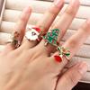 Christmas Tree Enamel Santa Claus Ring Dripping Oil Xmas Jewelry Ornaments  Friend