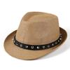 Hat Women's Summer Fashion British Top Hat Breathable Sun Hat Rivet Jazz Hat Men's Trend Straw Top Hat