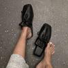 Sqaure Head Solid Color Women Slippers Fashion Flats Summer Sling Back Ladies Shoes Elegant Low Heels Zapatos Mujer