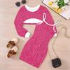 Girls Cartoon 2 Piece Outfits, Long Sleeve Crop Top + Spaghetti Strap Bodycon Dress, Fun Vintage Print Party Dress Set
