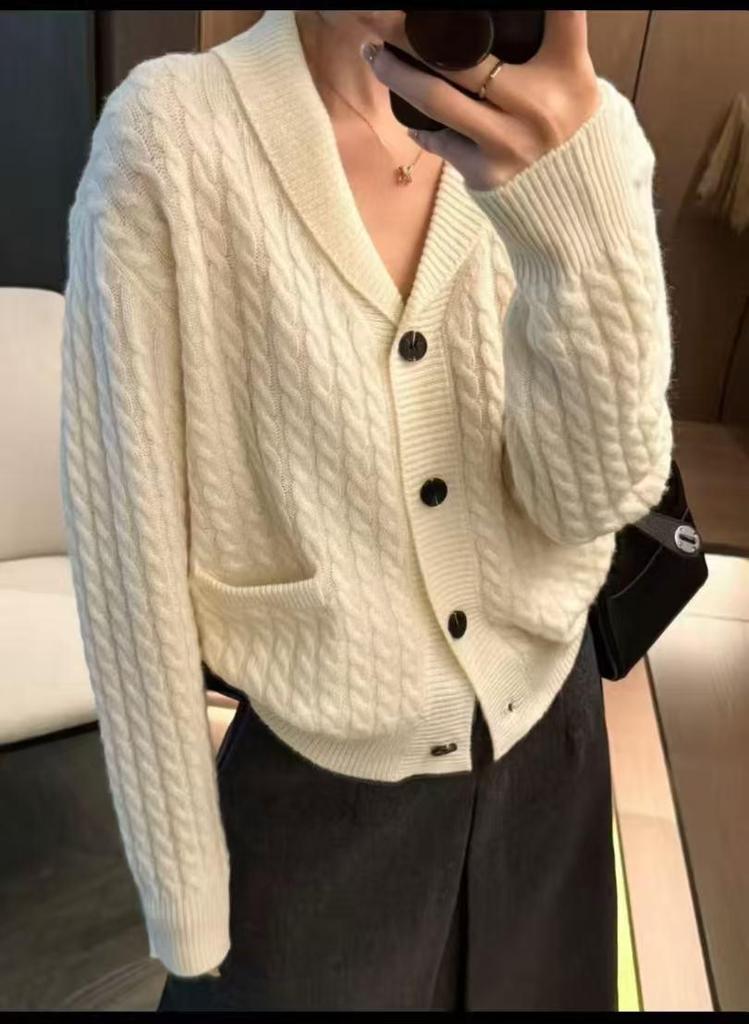 2025 Women's Casual Lapel Button Knit Cardigan: Autumn/Winter Solid Color Sweater