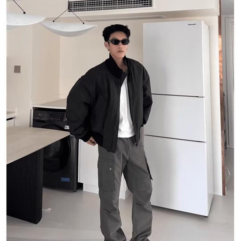 Весенне-осенняя куртка в американском ретро-стиле со стойкой, мужская и женская, уличная, свободная и универсальная, однотонная, рабочая, повседневная, топ-куртка, тренд