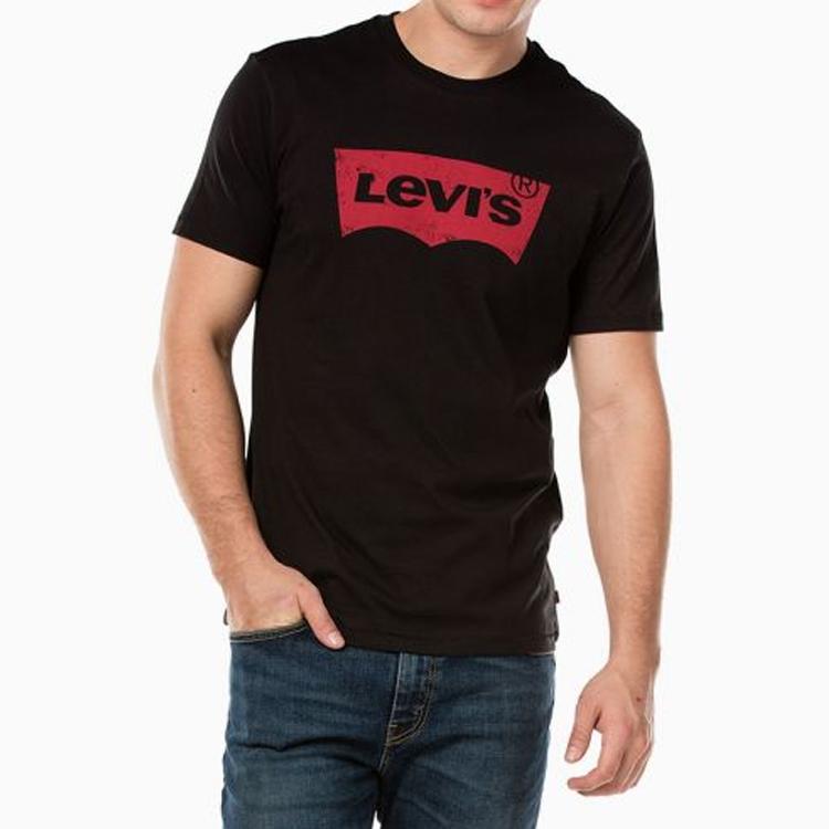 Levi's T-Shirts Men's Black Crew Neck Moderate Heavyweight 17783-0198