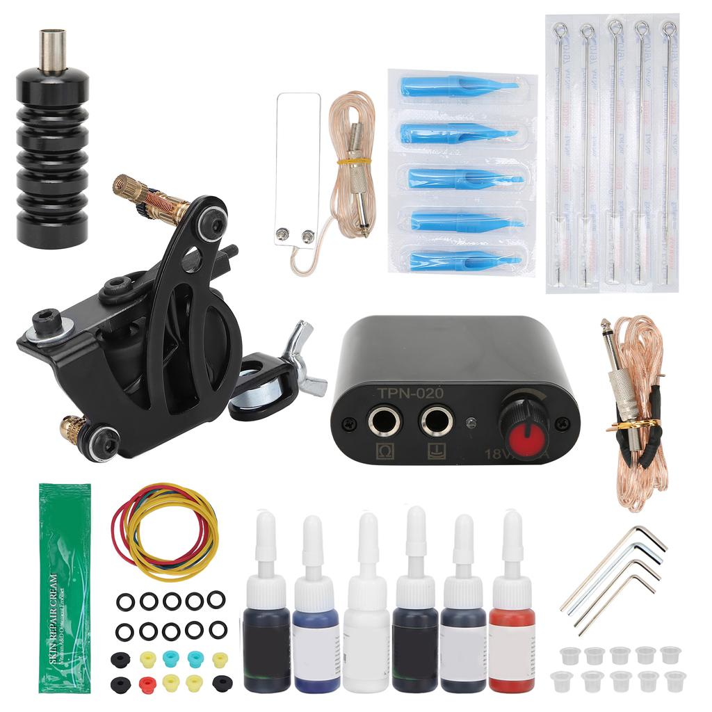 Complete Tattoo Kit 8 Wrap Coil Machine Kit Tattoo Power Supply for Tattoo Artists Beginners