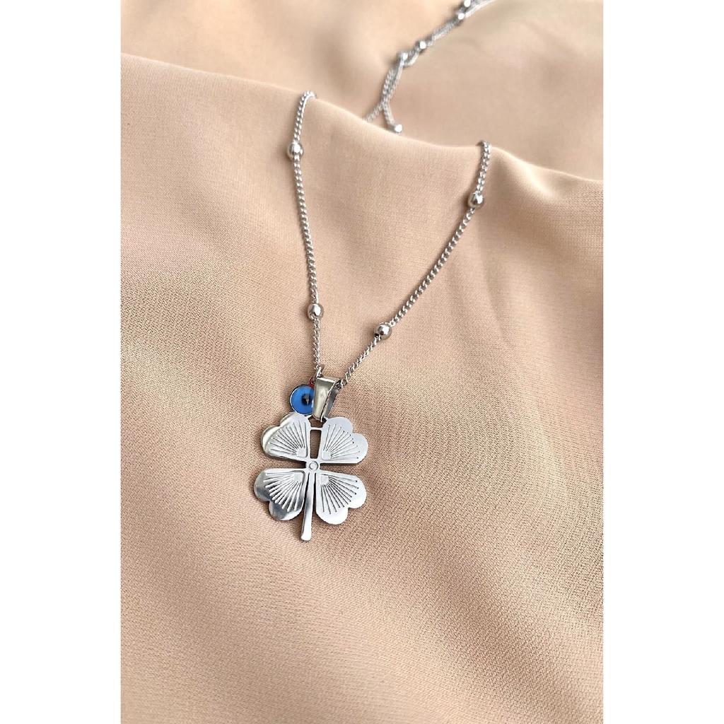 4-листный клевер, длинная стальная цепь из ячменя 316l (60см)