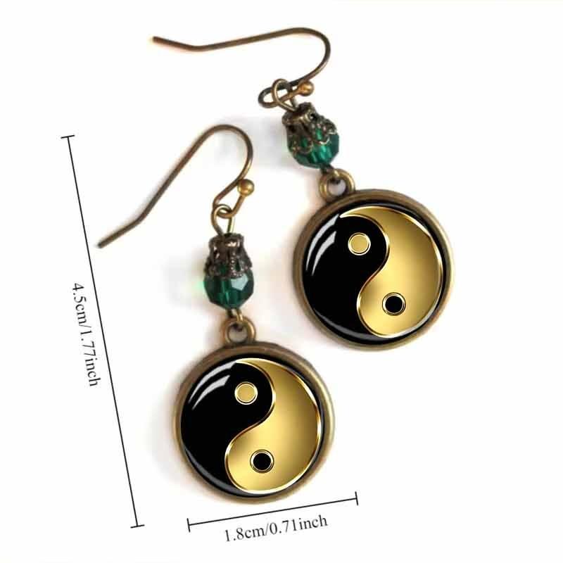 Style Retro Yin Yang Tai Chi Diagram Illustration Fashionable Everyday Versatile Accessories Earrings
