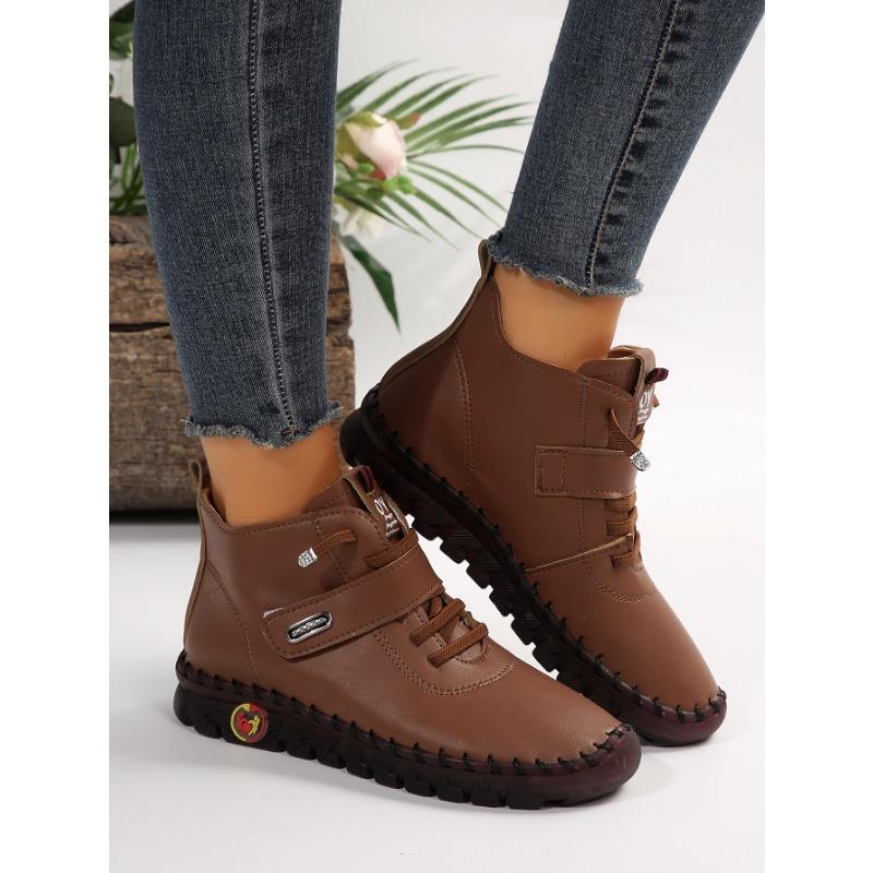 Зимние ботинки, слипоны для женщин, высокие кеды на шнуровке, повседневная кожаная ортопедическая обувь, ударопрочные женские кроссовки