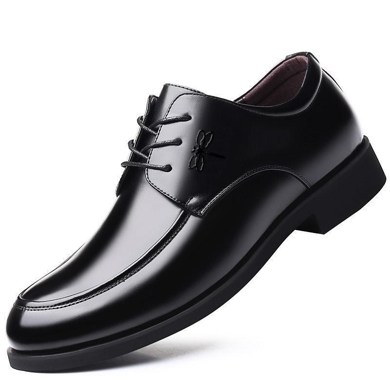 Leather Dragonfly brand genuine leather men's leather shoes business dress breathable inner height increase leather shoes men