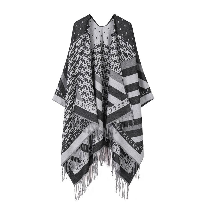 Women Men Knit Shawl Horse Print Fringe Scarf Warm Cape Travel