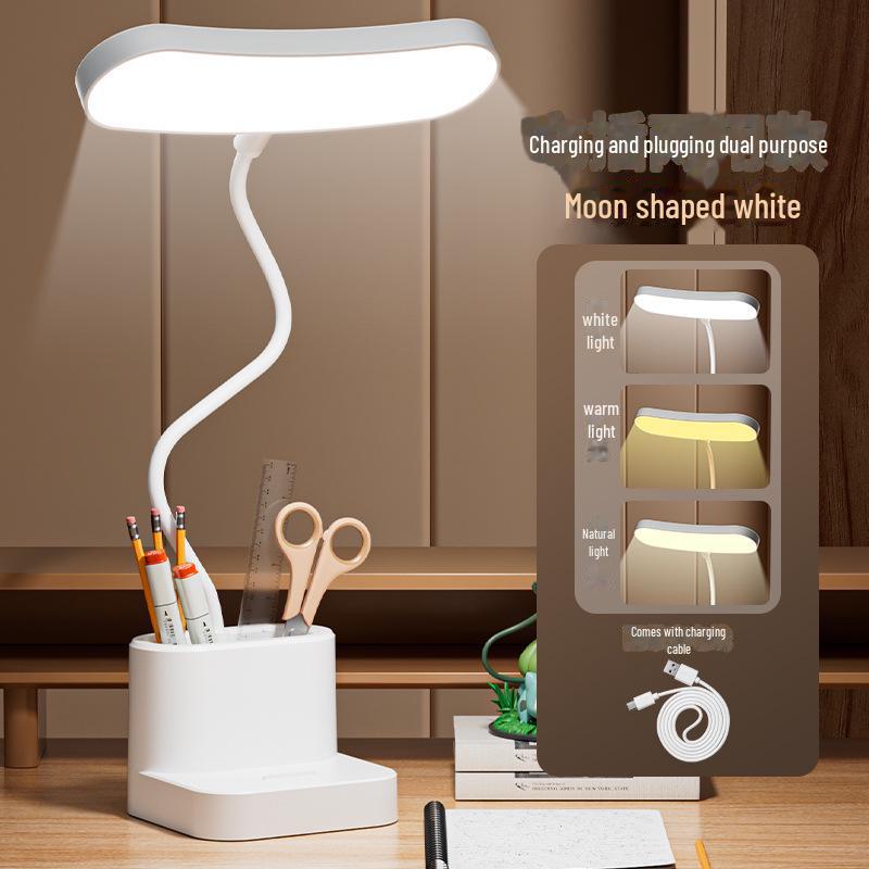Умная светодиодная настольная лампа с защитой глаз, творческой атмосферой, энергосбережением и встроенным держателем для ручек для студентов