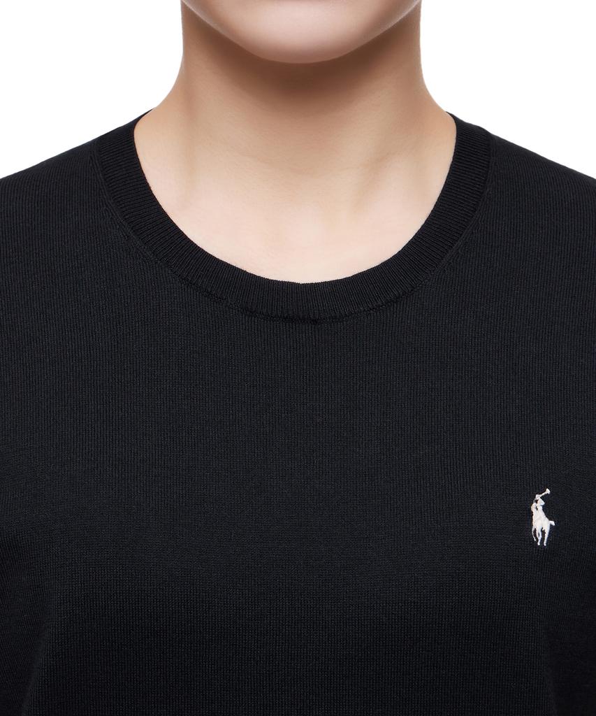 POLO RALPH LAUREN W Cotton Blend Short Sleeve Sweater - Black