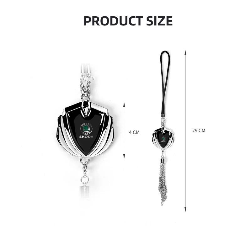 EMIW1 Car Mirror Metal tassel Pendant Auto Interior Decoration Pendant for Skoda Fabia Superb Kamiq Kodiak Yeti Karoq Octavia RS