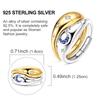 925 Sterling Silver Adjustable Size Rings Two Tone Wave Stars and Moon Open Rings Set For Couple Jewelry Women Gift