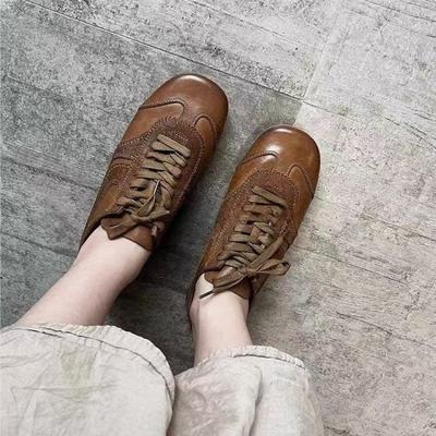 Женские кроссовки из немецкой кожи 2025 Новые повседневные кроссовки для бега Кроссовки на шнуровке с плоской подошвой Женская уличная обувь для ходьбы