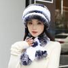 Шляпа-шарф из меха кролика рекс, комплект из двух предметов, женская зимняя мода, теплая, для женщин среднего возраста, мамы, осенне-зимняя, холодная, меховая шляпа