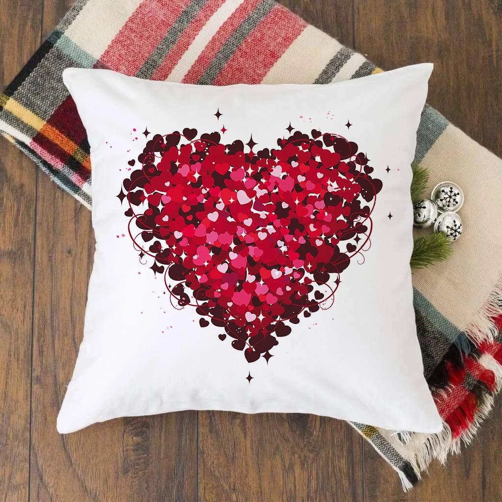 Украшения Домашний Офис Диван Наволочка Белая Подушка Чехол Для Комнаты Любовника Подушка Красочные Сердца Напечатаны