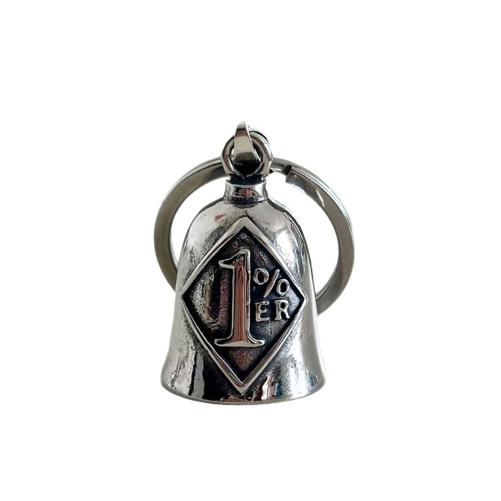 One Percent Motorcycle Guardian Bell Pendant Biker Good Luck Charm Evil Spirit Trap Bell Men