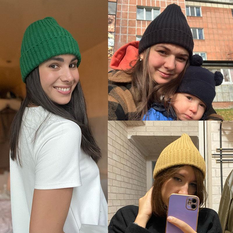 Winter Knitted Hat Women Beanie Autumn Warm Soft Trendy Kpop Style Beanies Skullies Hats Girls Bonnet Ladies Cap