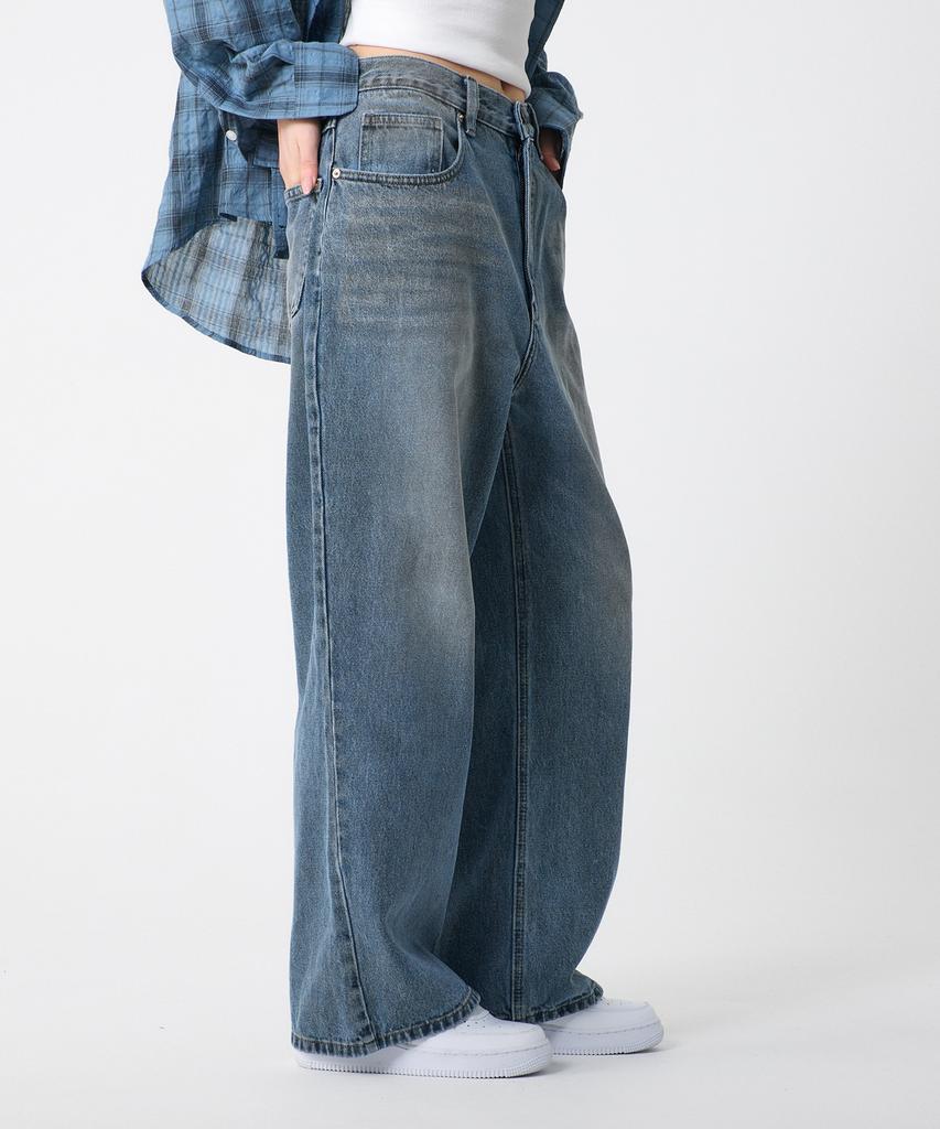 UNKNOWN PLANET Vintage Semi-Wide Denim Pants Washed Blue