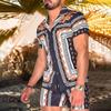 2022 Summer European & American Men's Casual Loose Short-sleeved Shirt & Shorts Beach Set