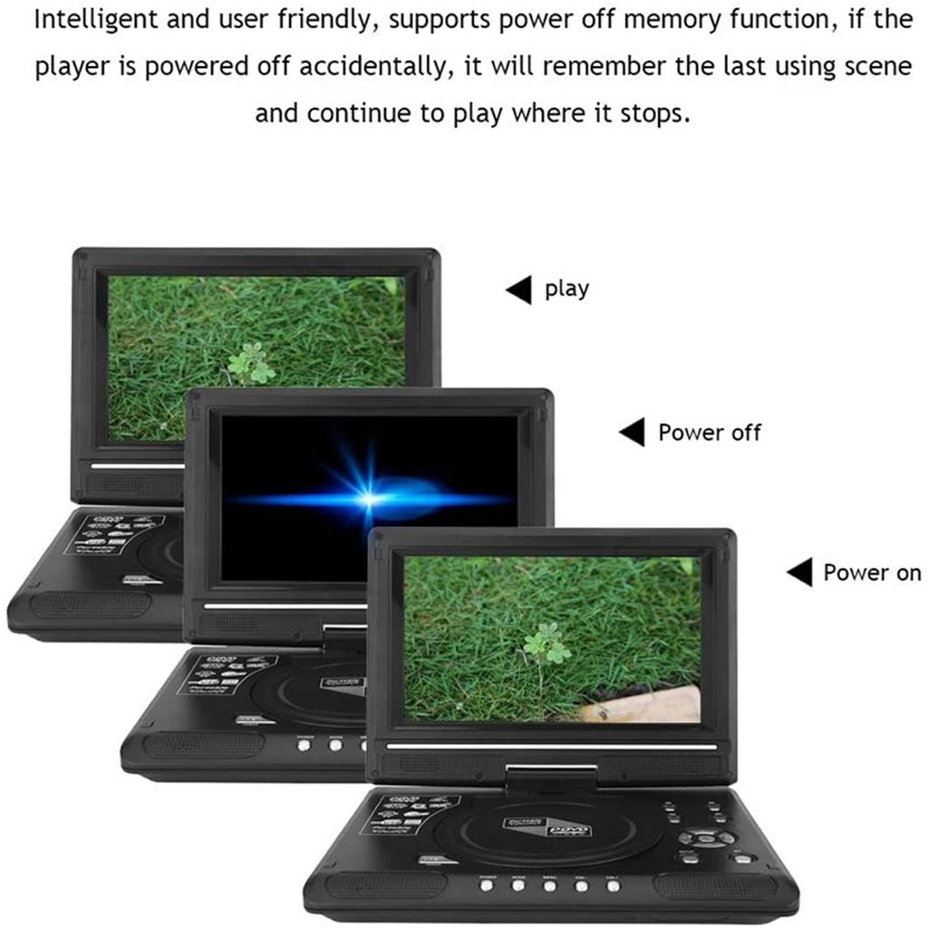 9.8 Inch 16:9 Widescreen 270 Degrees  Rotatable LCD Screen Home Car TV DVD Player Portable VCD Compact Disc