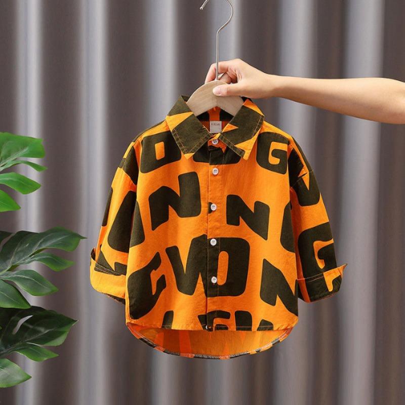 Рубашка для мальчиков с длинными рукавами, весенне-осенний стиль, стильный и красивый топ, детское пальто