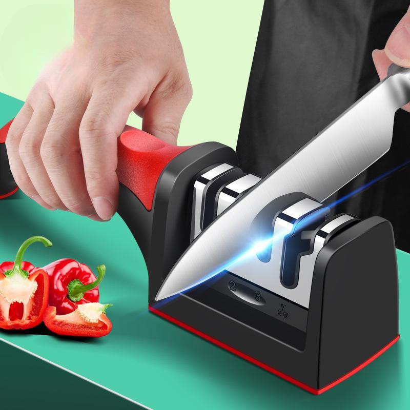 Household Knife Sharpener Kitchen Multi-Functional Three-Section Cutter Diamond Cutter Sharpening Stone