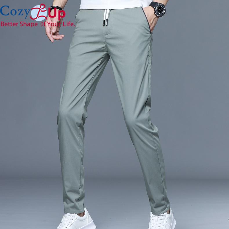 Cozy Up Новые мужские брюки с отделкой, повседневные брюки для мужчин, тонкие спортивные штаны из ледяного шелка, свободные брюки