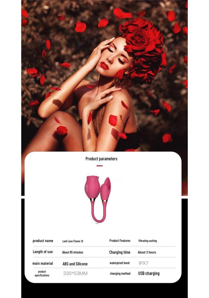 Rose Flower Dual-Head Vibrating Egg & Telescopic Massager