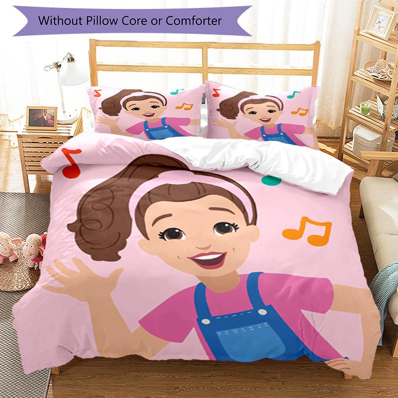 3pcs Ms. Rachel Educational Adventures pattern bedding set duvet cover set includes duvet cover &pillowcases, perfect all season bedroom decoration &