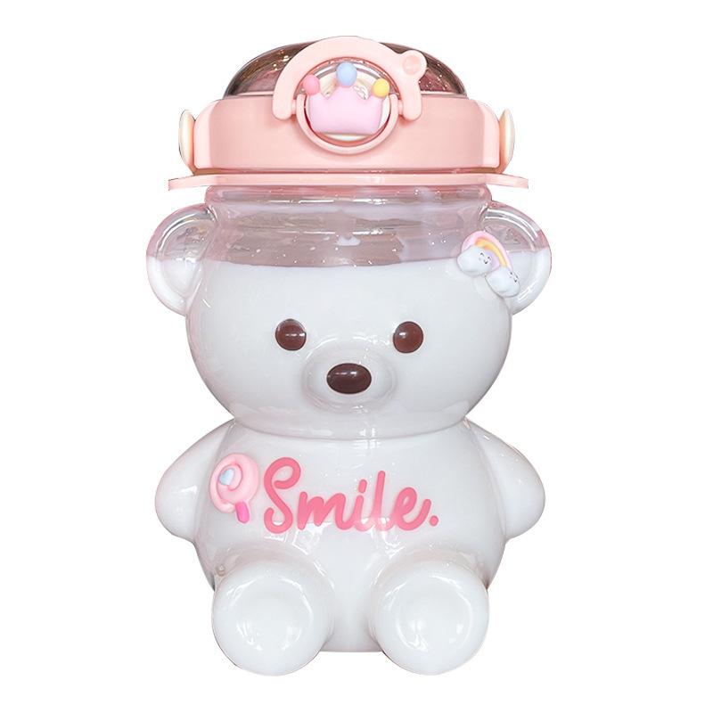 New Cute Bear Cup Various Modes of 1000ml Tumbler with Straw Kawaii Water Bottle For Girl Kid Home Outdoor Drinking Kettle