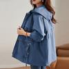 Fashion Spring Autumn Fashionable Plus Size Women's Mid Length Windbreaker Coat Hooded Casual Soft
