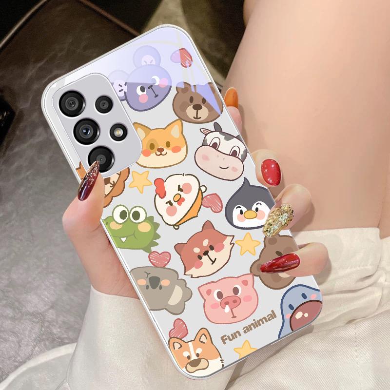 Милый Животный Белый Для Samsung Galaxy S10 4G S20 11E 30 S21 21Fe 22 S24 Pro S23 Ultra 5G S8 S9 Чехол для телефона из закаленного стекла