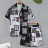 Summer Beach Vacation Men's Shirt Short Sleeved Shorts Two-piece Set Printed Breathable Set Fashionable Men's Party Set