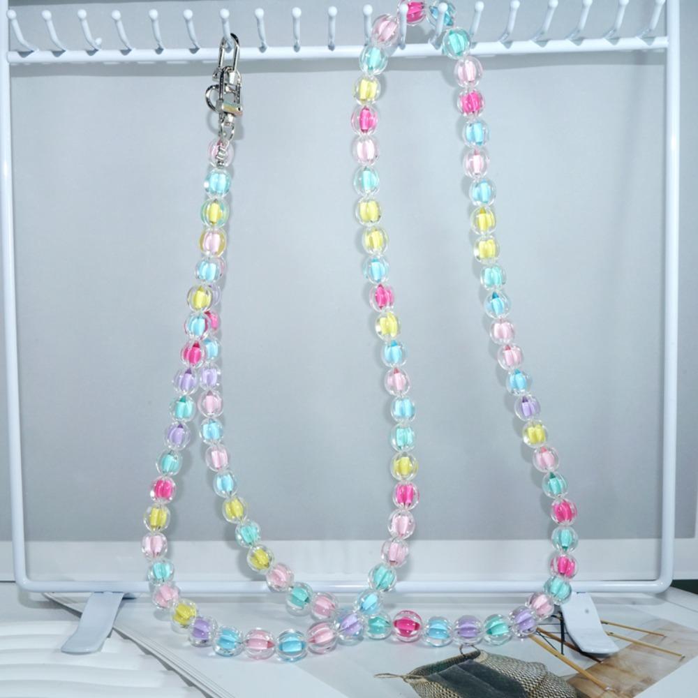 Universal Candy Color Beaded Crossbody Chain Long-style Phone Neck Straps Keychain Pendant