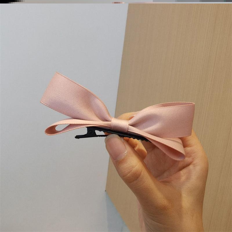 Korean Cute Pink Ribbon Bow Hairpin for Women Girls Vintage Bowknot Side Hairpin Head Top Clip Headdress Hair Accessories