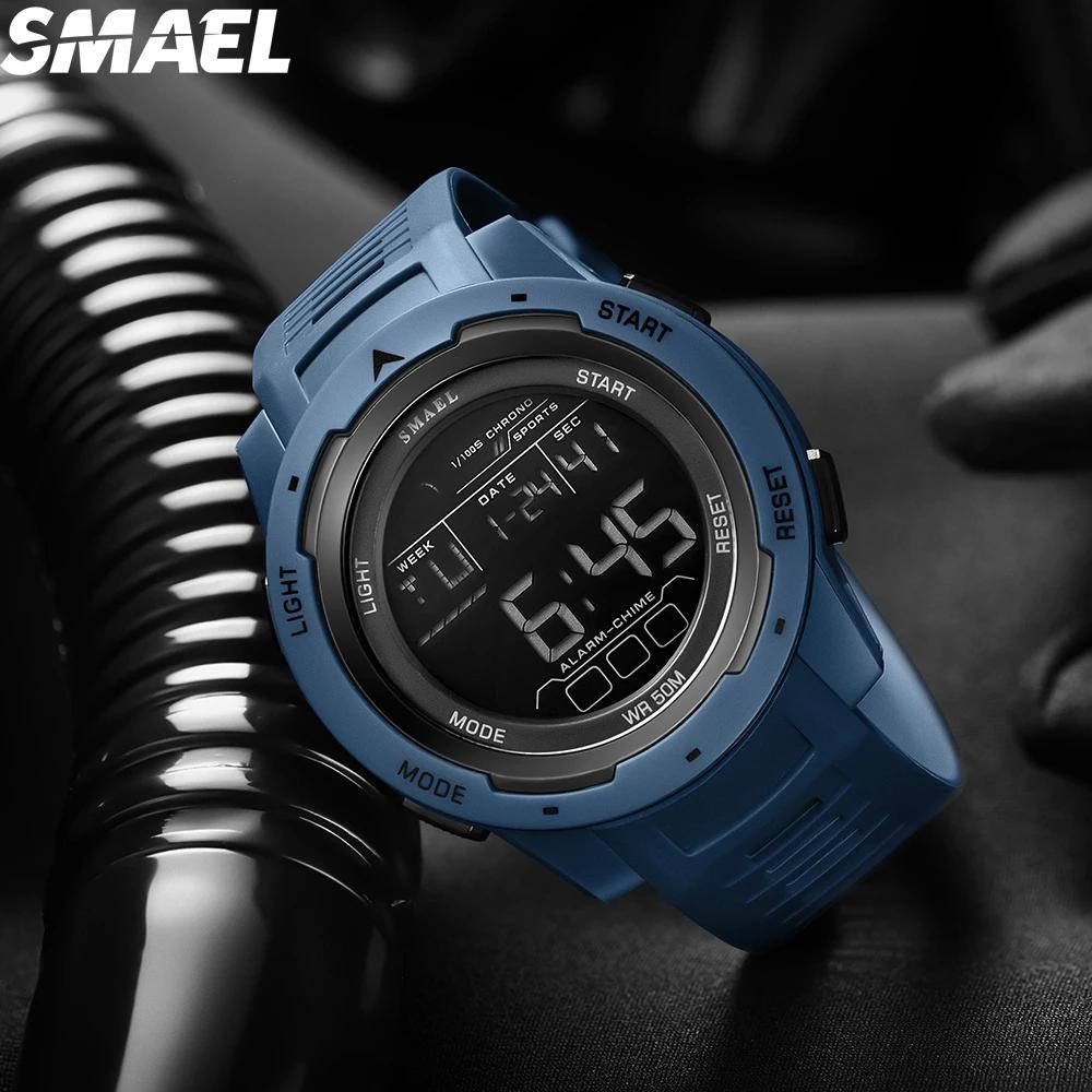 SMAEL 8105 Часы Спортивные Светодиодные Наручные Часы Мужские 50м Водонепроницаемые Часы Цифровые Световые Секундомер Часы для Мужчин Цифровые