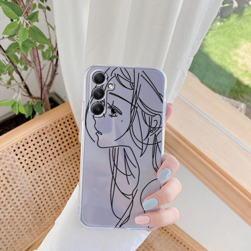Мягкий силиконовый чехол Artistic Line для Xiaomi Redmi Note 13 Pro 13 14 Poco Samsung A35 A55 M35 S24 Huawei Honor iPhone Camera Защитный противоударный чехол