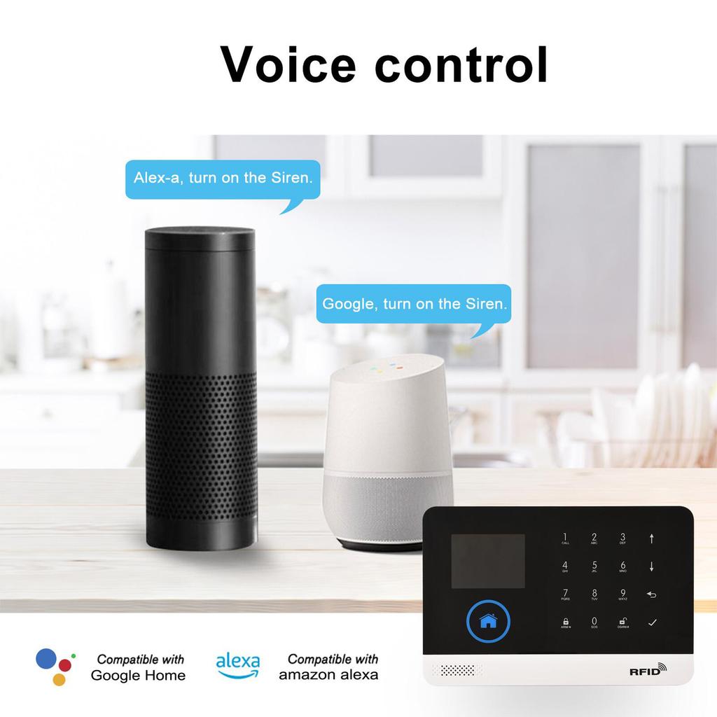 433MHz Wireless WIFI + GSM Auto-dial Alarm Security System LCD Display Door Sensor PIR Motion Sensor Phone APP Remote Control Compatible with Google