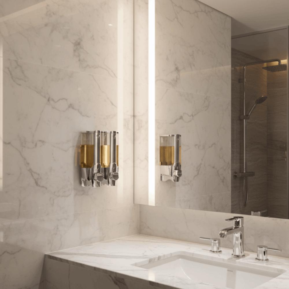 ABS Wall-mounted Liquid Dispenser Manual Operation 640ml Soap Dispenser Touchless Large Capacity Shower Dispenser Bathroom