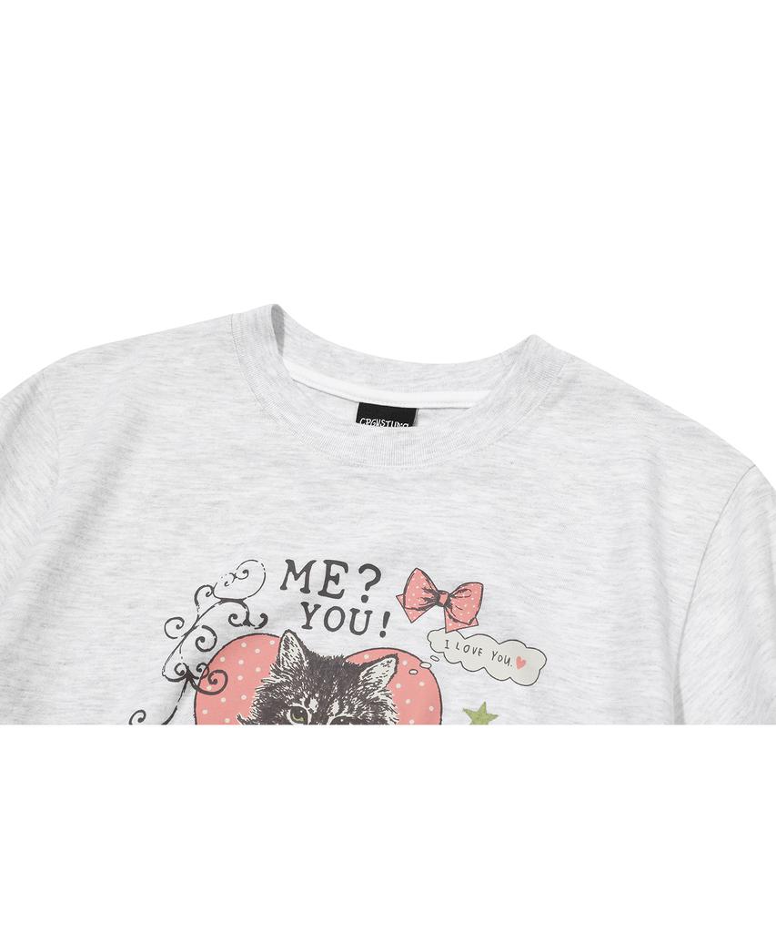 CPGN STUDIO Miyucat Crop Short Sleeve T-Shirt Melinge White