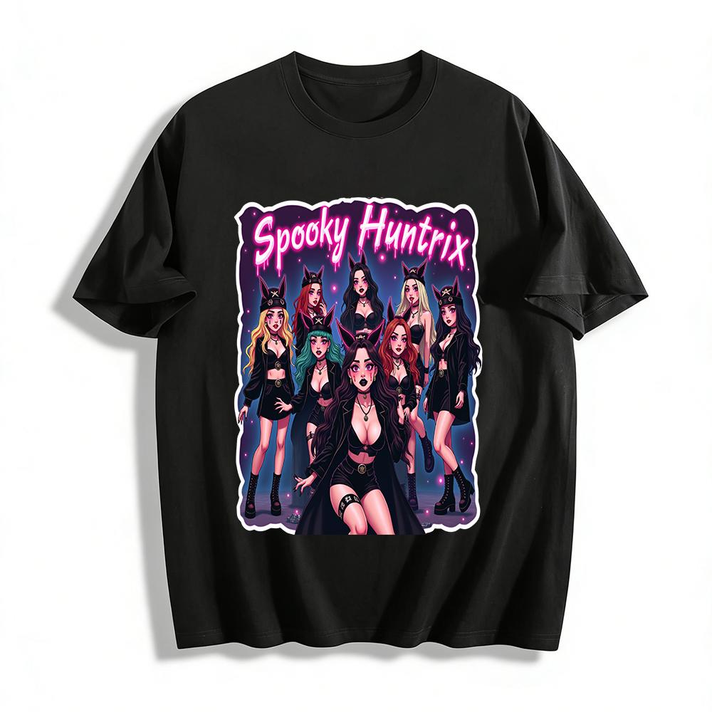 Жуткий Топ с Принтом Готической Девушки-Охотницы Spooky Huntrix Эстетика E-Girl Крутая Повседневная Футболка Хлопковая Футболка