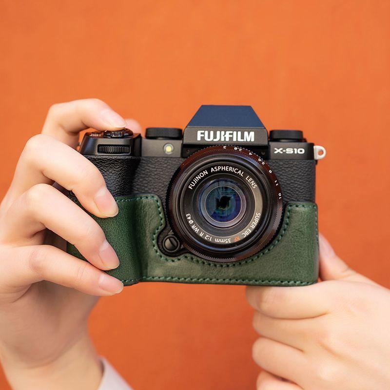 Genuine Leather Camera Base Case Fujifilm X-S20 X-S10 X-H2 X-H2S Compact Mirrorless Cameras Handheld Protective Sleeve