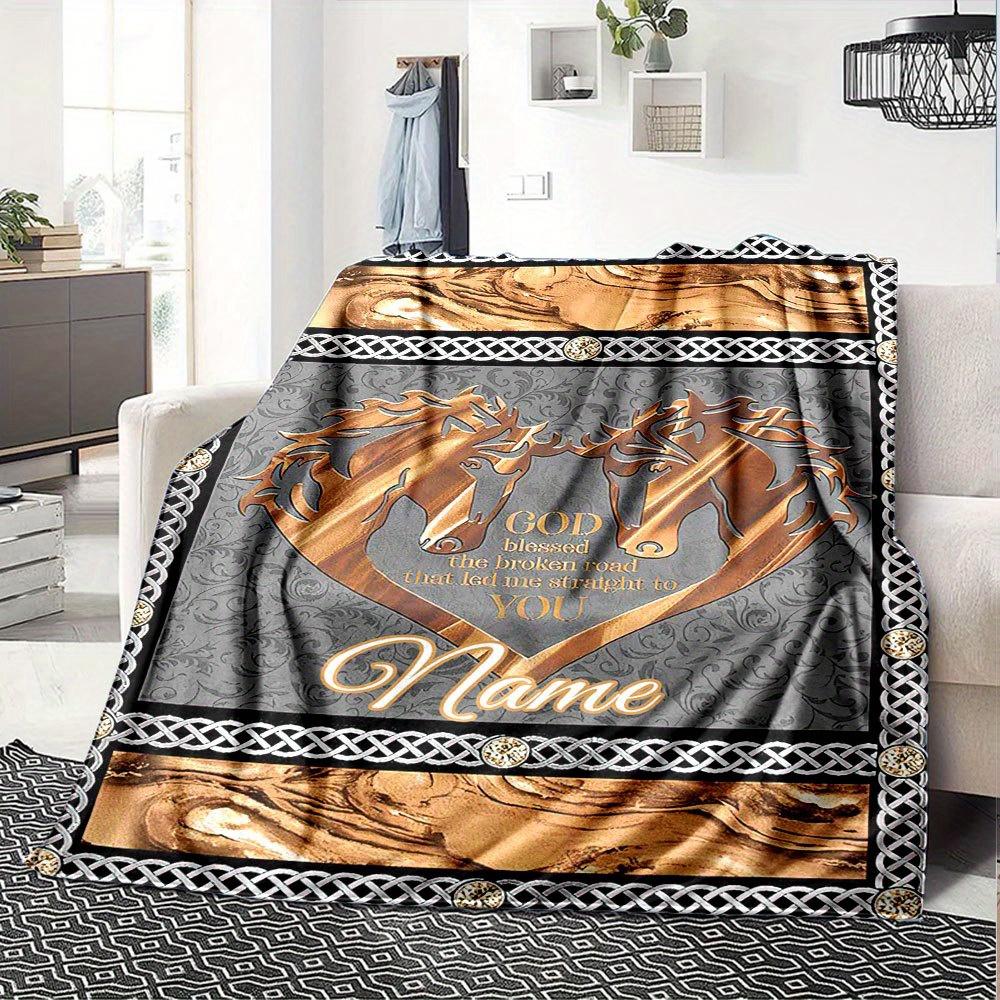 Horse Heart Design Luxury Home Blanket Gift For Loved Onest38