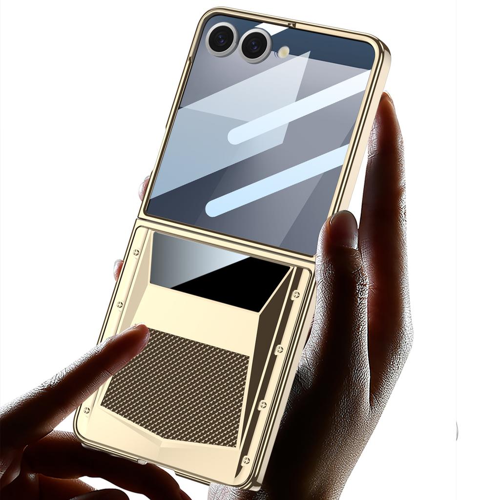 Подходит для чехла для мобильного телефона Samsung ZFflip7, складной, с гальваническим покрытием, Phantom Shell, интегрированная металлическая индивидуальность для мужчин и женщин