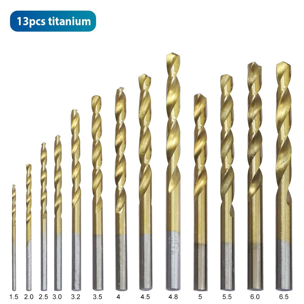 NINDEJIN 13/40/50/60pcs Twist Drill Bit Set Woodworking 1-6.5mm HSS Drill Bit for Carpentry Hand Tools