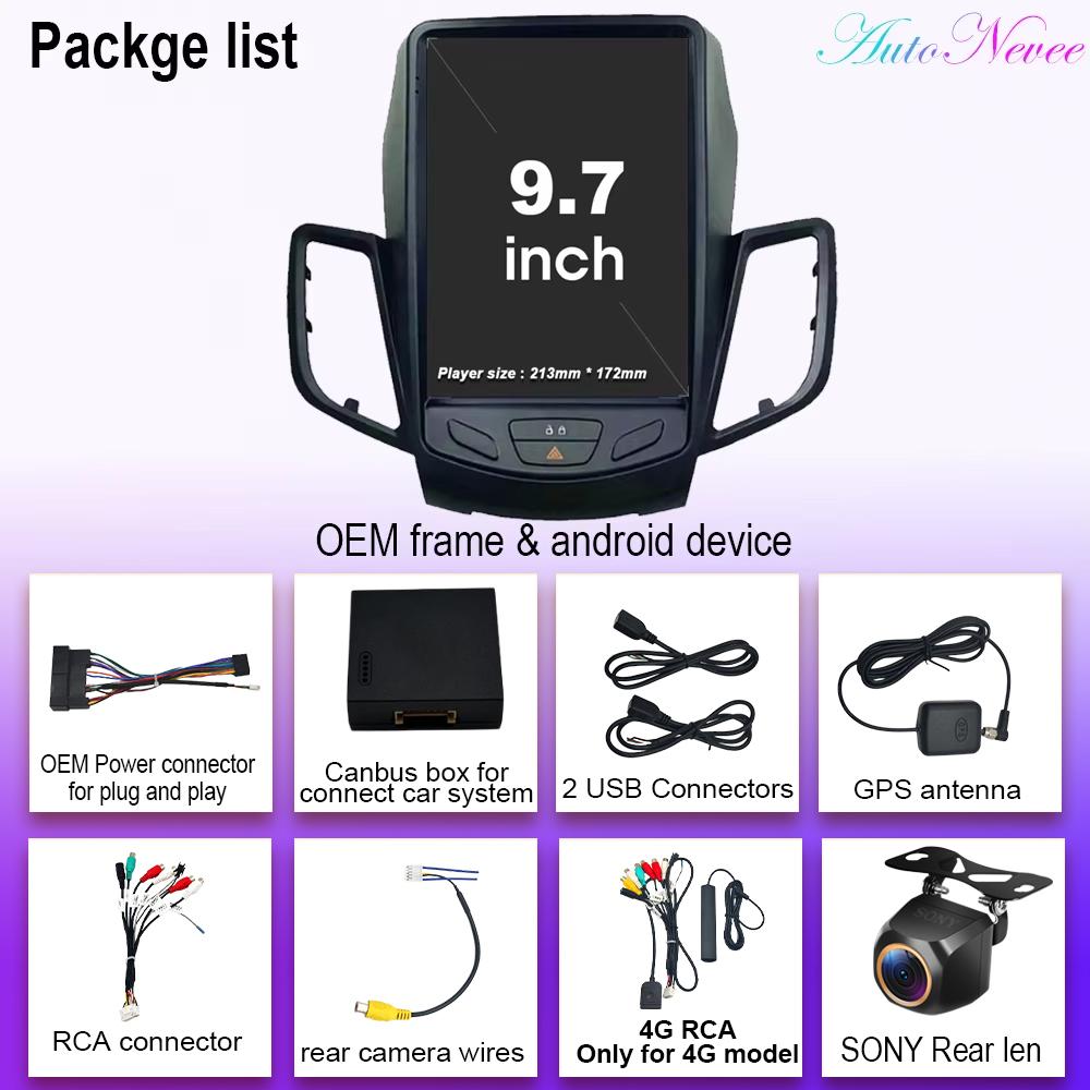 Автомагнитола Android 14 для Ford Fiesta MK7 2009 -2017 GPS-навигация Стерео Мультимедийный плеер Carplay Вертикальный экран Головное устройство