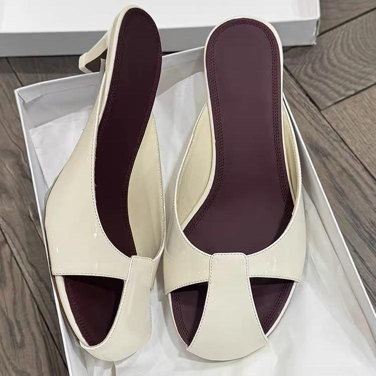 Модные туфли на тонком каблуке с закрытым носком, шлепанцы, повседневные слайды, шлепки, женские, роскошные, ажурные, летние, из натуральной кожи, 2025, Римская ткань, сексуальные