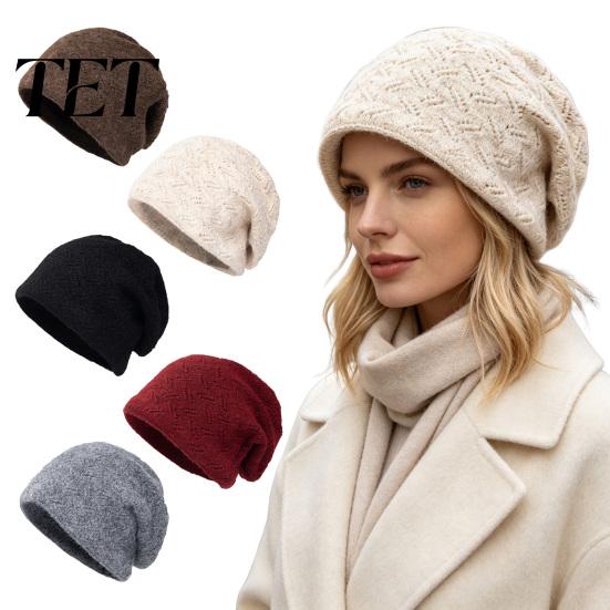 Thickened Knitted Beanies for Women Winter Knit Women, Thick Slouchy Skull Cap with Diamond Thermal Protection Hat Severe Cold Texture, Soft Warm Cozy